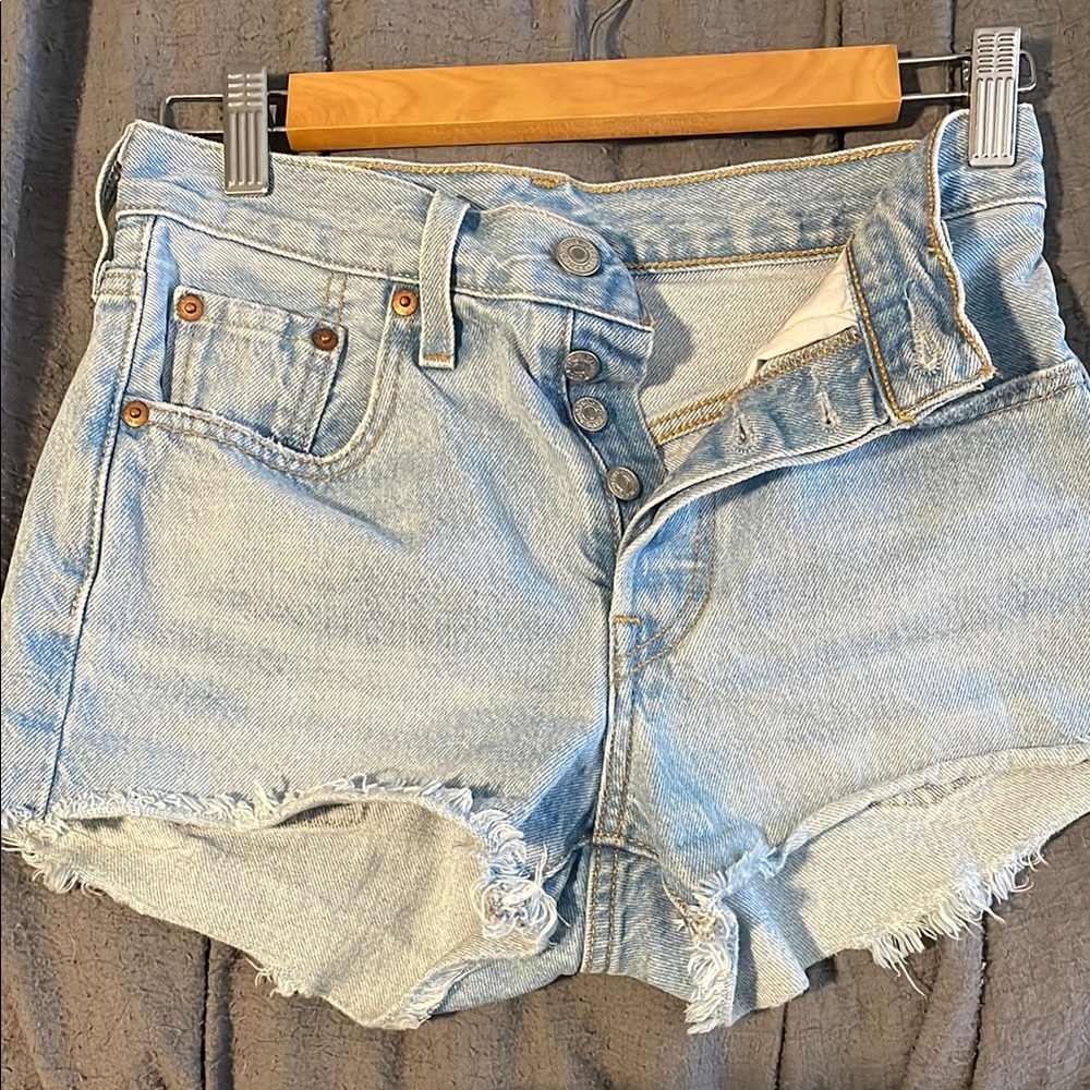 Levi's 501 light Blue Jean Shorts Distressed Cut-Off Style